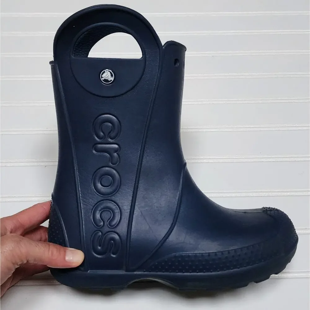 Crocs Kids Handle It Navy Rain Boots Size 3 Big Kids
